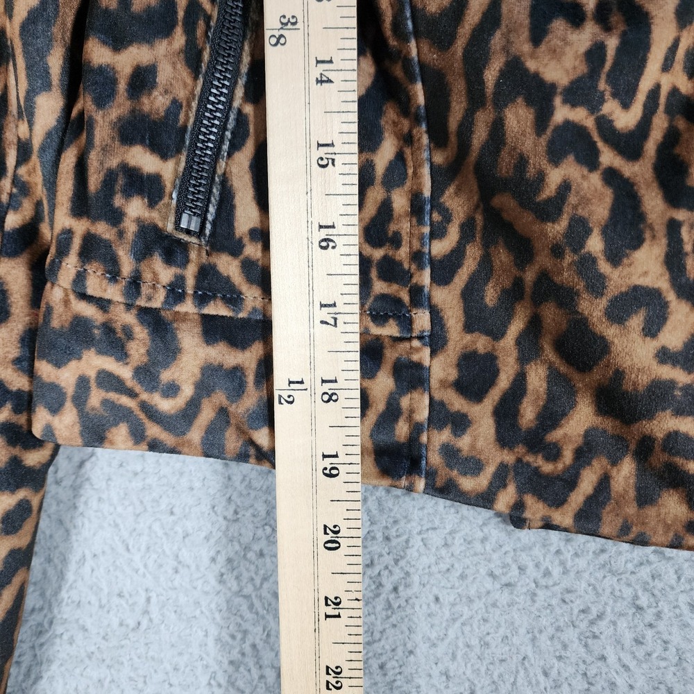 Bebe Leopard Print Moto Jacket Womens S Black Brown Front Zip Mob Wife Rock Y2K - Picture 5 of 14